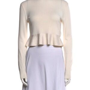 Louis Vuitton Cream Long-Sleeve Peplum Knit Top